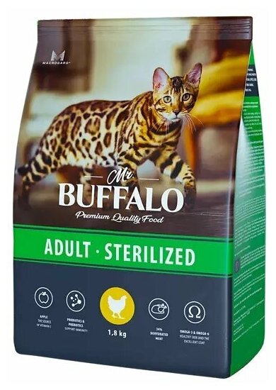 Корм сухой Mr.Buffalo ADULT STERILIZED сух. д/кошек Курица 1,8кг