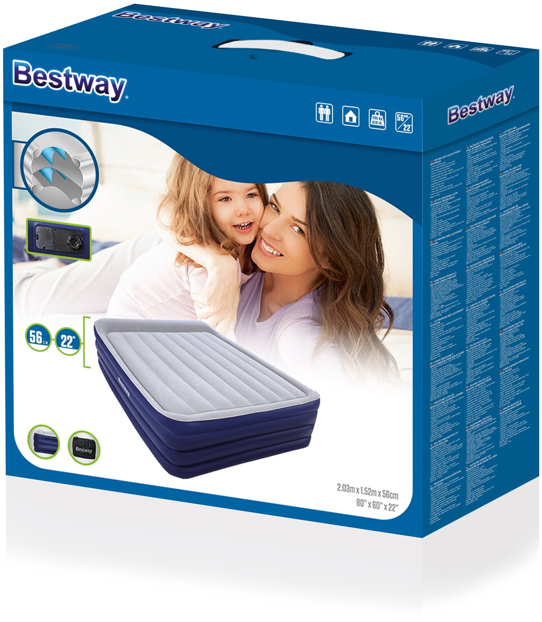 Надувная кровать двуспальная Bestway, 203x152x56 см - фотография № 5