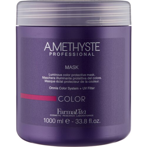 FarmaVita AMETHYSTE COLOR Маска для ухода за окрашенными волосами, 1050 г, 1000 мл, банка farmavita шампунь для окрашенных волос 1000 мл маска для сохранения цвета 1000 мл кондиционер для сухих поврежденных волос 250 мл 6 backbar в подарок