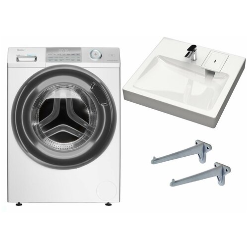 Стиральная машина с паром Haier HW70-BP12959B с раковиной Монако 60 над стиральной машиной 5685000₽