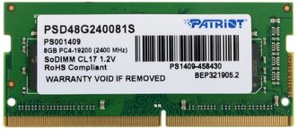 Оперативная память Patriot Memory SL 8 ГБ DDR4 2400 МГц SODIMM CL17 PSD48G240081S