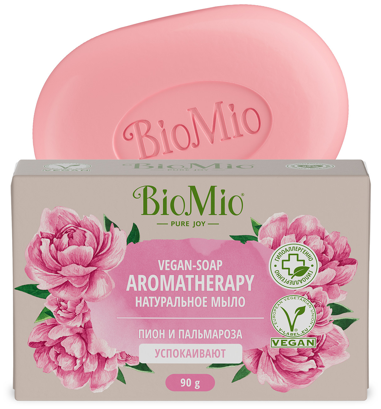 BioMio BIO-SOAP Натуральное мыло. Пион и пальмароза, 3шт по 90 г