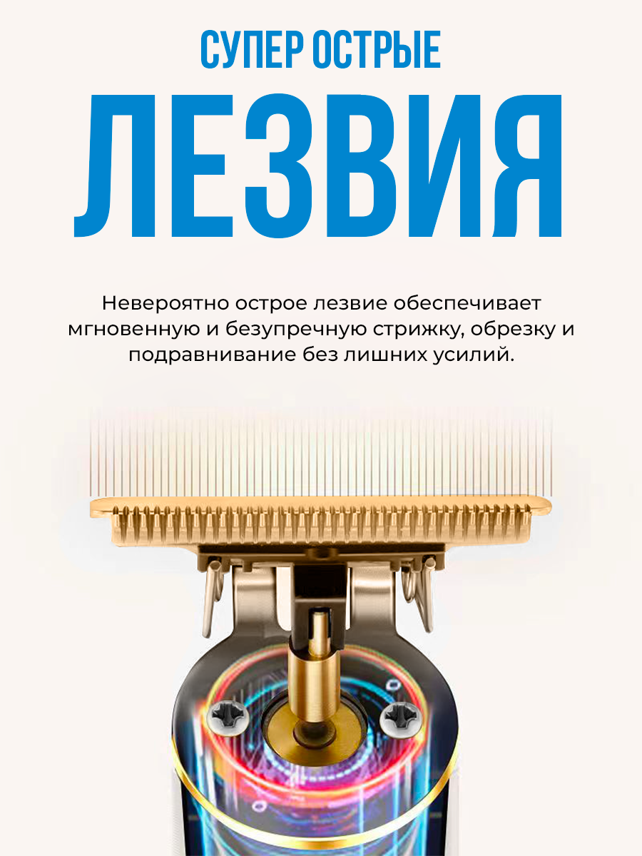 Триммер для бороды и усов беспроводной для стрижки волос, пластиковый корпус ABC (Barberbronz) - фотография № 4