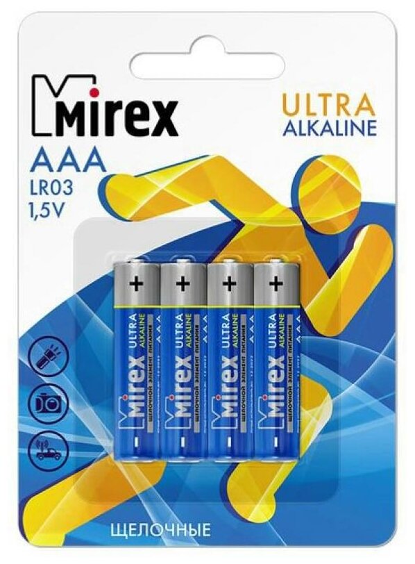 Щелочная батарея Mirex 23702-LR03-S4