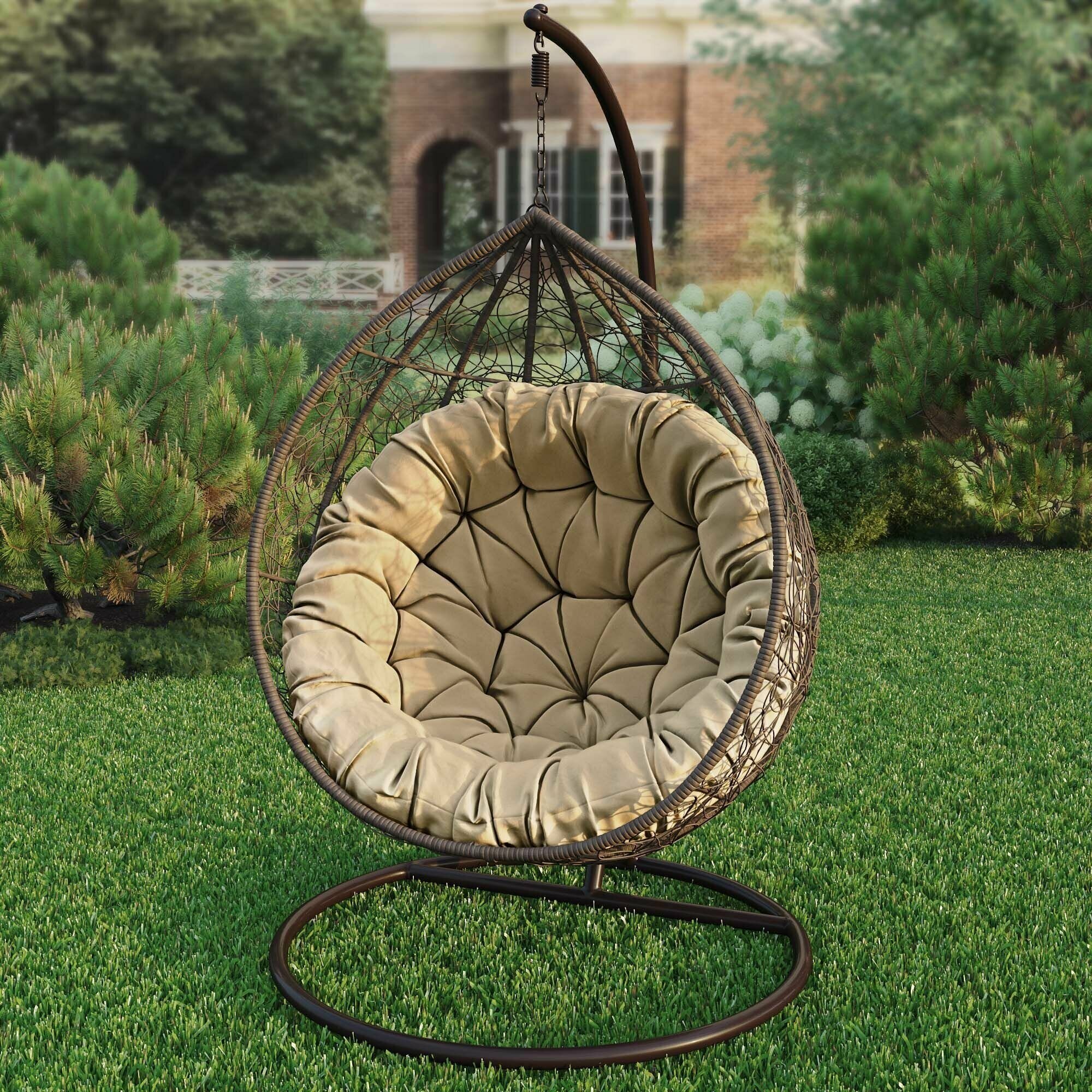 Подушка для садовых качелей, круглая напольная сидушка Вилли, бежевый - фотография № 1