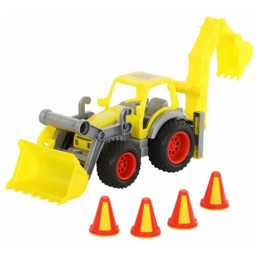 машины wader констрак трактор погрузчик с ковшом Погрузчик Wader КонсТрак с ковшом (37749), 38 см, желтый