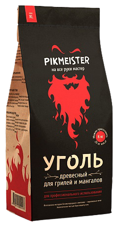 Уголь древесный PIKMEISTER, 8,0кг (пакет 45л)