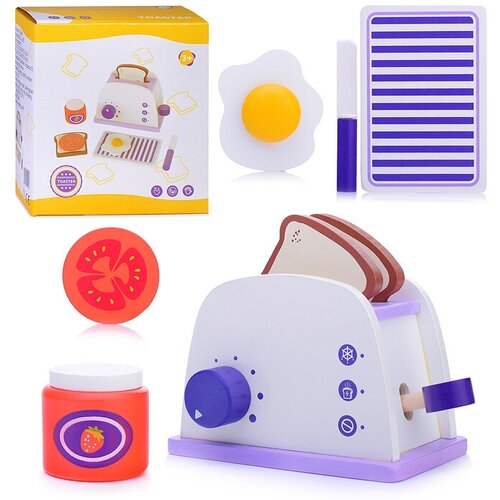 Тостер игрушечный с продуктами / Бытовая техника детская для кухни и дома Щепочка D1463 в коробке