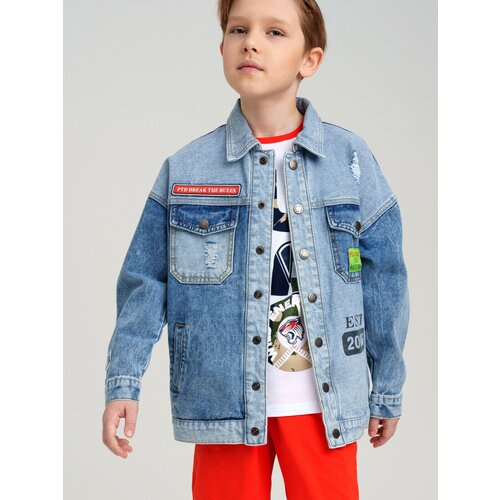 Джинсовая куртка playToday, размер 164, голубой джинсовая куртка mexx размер 164 голубой