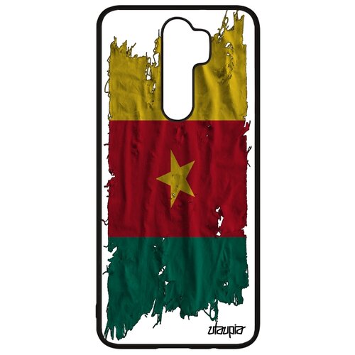 фото Чехол на мобильный xiaomi redmi note 8 pro, "флаг камеруна на ткани" страна государственный utaupia