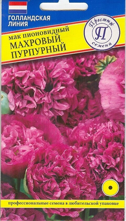 Семена Мак пионовидный (папавер) Махровый Пурпурный 0.1 грамма семян Престиж