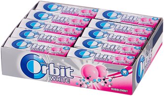 Жевательная резинка Orbit White Bubblemint без сахара, 30 шт. x 13,6 г