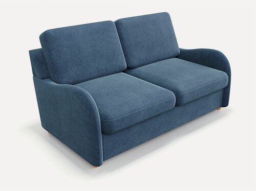 Изображение товара Прямой диван кровать Soft Element ВарЛок в гостиную, раскладной, велюр, синий, дизайнерский, скандинавский лофт, французская раскладушка, маленький