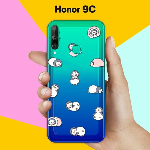 Силиконовый чехол Узор из пингвинов на Honor 9C силиконовый чехол узор из ленивцев на honor 9c