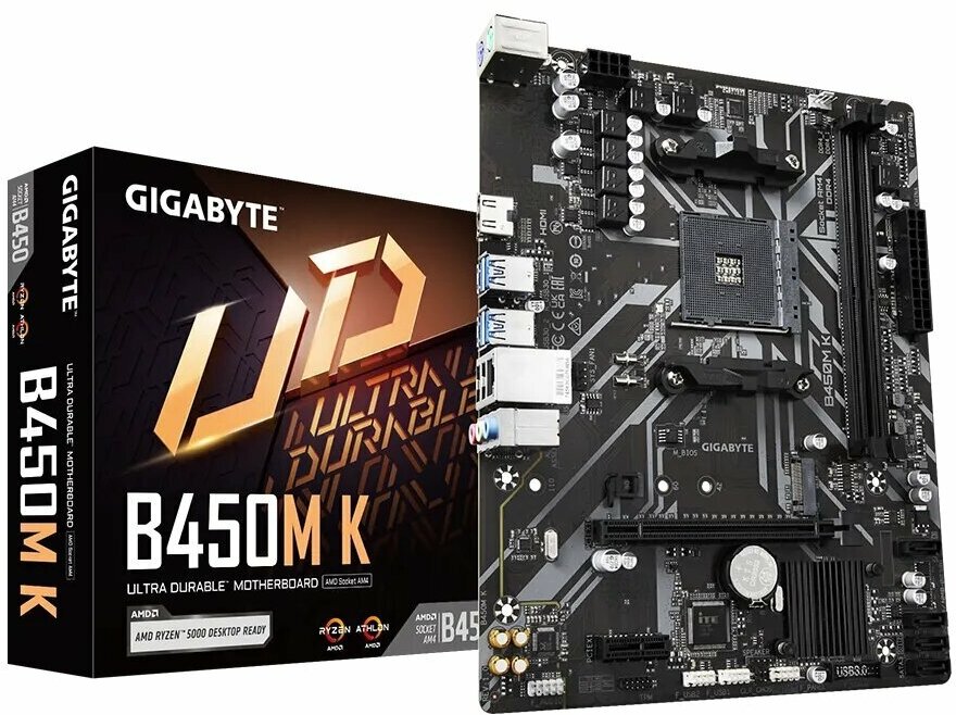 Материнская плата Gigabyte B450M K, Socket AM4, AMD B450