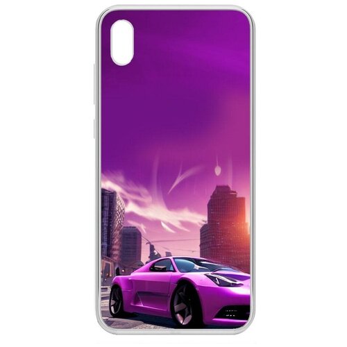 Чехол-накладка Krutoff Clear Case Розовое авто для Honor 8S Prime
