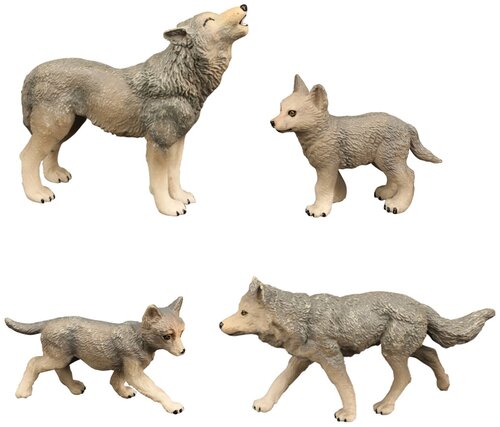 Набор фигурок животных Семья серых волко, 4 предмета