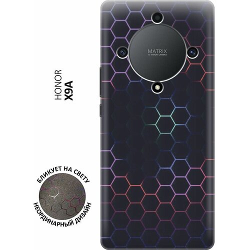 Силиконовый чехол Светящиеся соты на Honor X9a / Magic5 Lite / Хонор Х9А / Мэджик 5 Лайт с эффектом блика силиконовый чехол светящиеся соты на honor magic5 pro хонор мэджик 5 про с эффектом блика