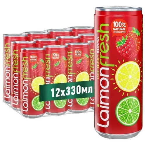 Газированный напиток Laimon Fresh Berries, 0.33 л, металлическая банка, 12 шт.