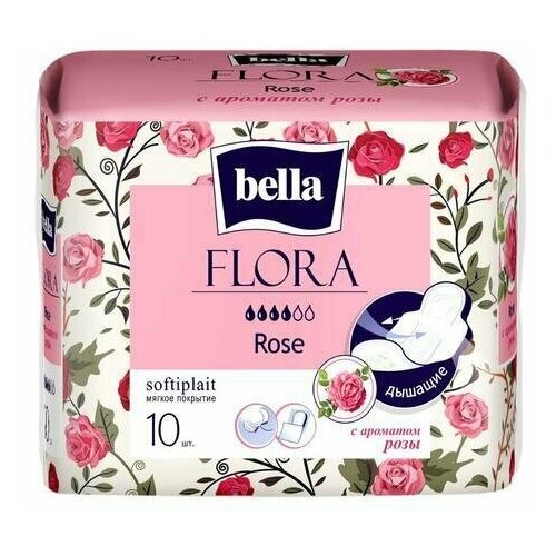 Прокладки женские гигиенические FLORA Rose с ароматом розы 10 шт.