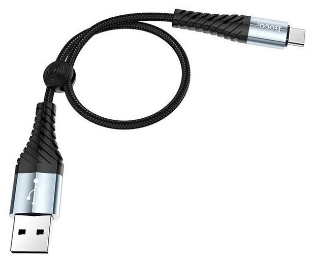 Кабель Hoco X38 Cool USB - USB Type-C 0.25 метра черный с серыми разъемами