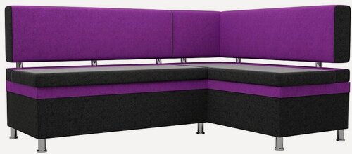 Изображение товара Кухонный диван Стайл угловой Фиолетово-Черный Микровельвет Правый, 170х114х88 см, с ящиком для белья