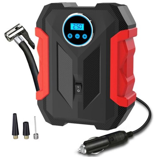 Автомобильный компрессор CARSUN (красный), 150PSI, со встроенным фонариком и цифровым дисплеем; универсальный насос