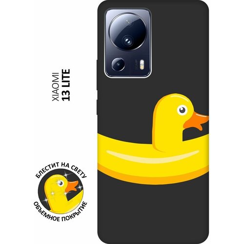 Матовый Soft Touch силиконовый чехол на Xiaomi 13 Lite, Сяоми 13 Лайт с 3D принтом Duck Swim Ring черный матовый soft touch силиконовый чехол на xiaomi 13 lite сяоми 13 лайт с 3d принтом pixel duck черный