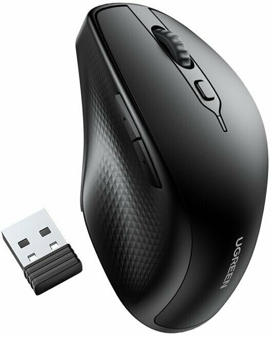 Мышка компьютерная беспроводная UGREEN MU101 (90395) Ergonomic Contoured-Shape Design Wireless Mouse. Цвет: черны