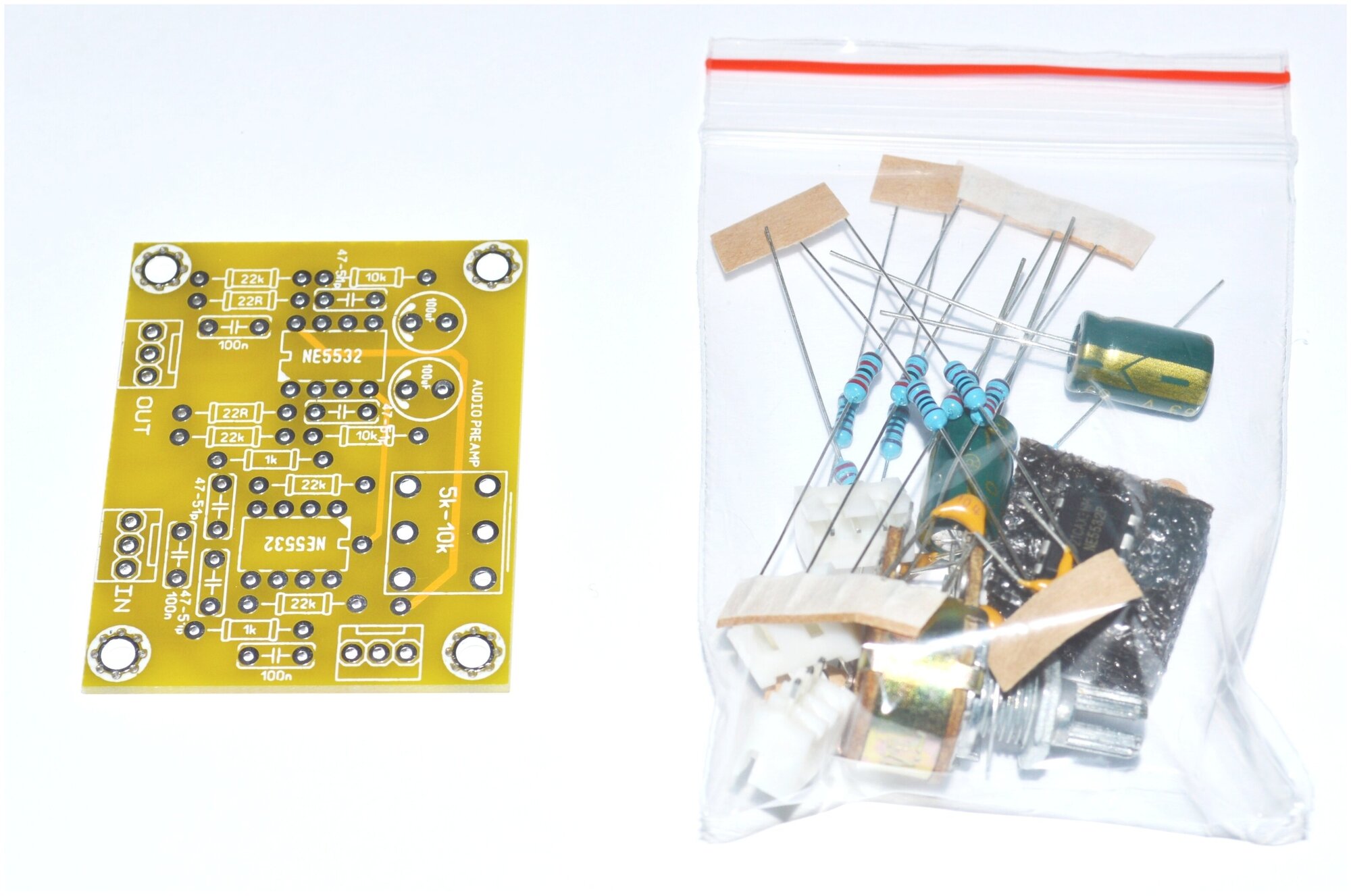 Предварительный стерео усилитель на микросхемах NE5532 конструктор DIY Yellow