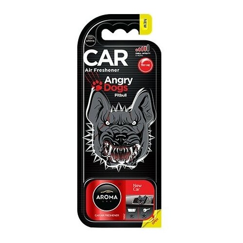 AROMA CAR Ароматизатор для автомобиля, Angry Dogs, New Car 10.5 г "новый автомобиль"