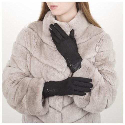 фото Перчатки женские безразмерные, без утеплителя, для сенсорных экранов, цвет чёрный сима-ленд