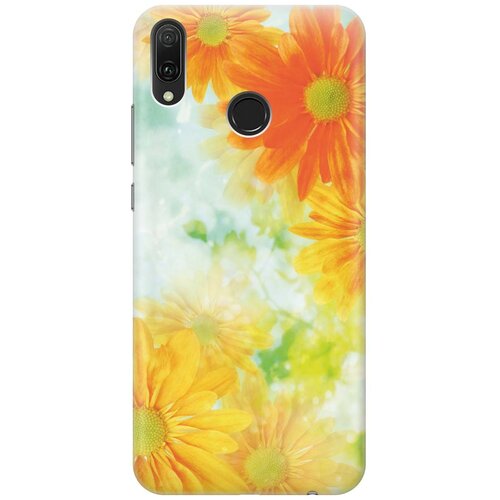 фото Cиликоновый чехол на huawei y9 (2019) / хуавей у9 2019 с принтом "оранжевые цветы" gosso