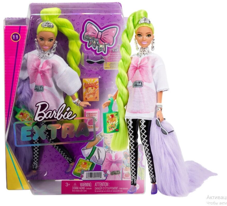 Barbie Кукла Экстра с зелеными неоновыми волосами - фото №12