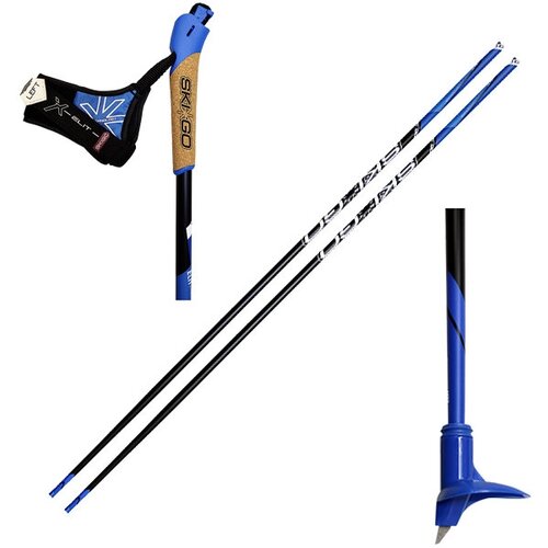 Лыжные палки SKIGO (24) Elit (Карбон 100%) (синий) (170) лыжные палки skigo 39 race 1 0 power strap 1 0 карбон 100% черный 150