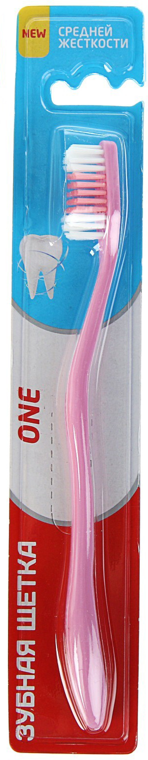 Зубная щётка One Medium, средней жесткости, розовая