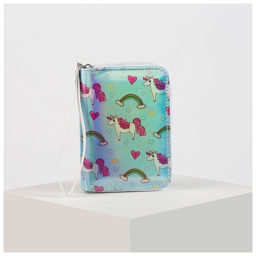 фото Кошелёк жен 07-02-13 единорог и радуга, 14*2*10 см, голубой 4659676 сима-ленд