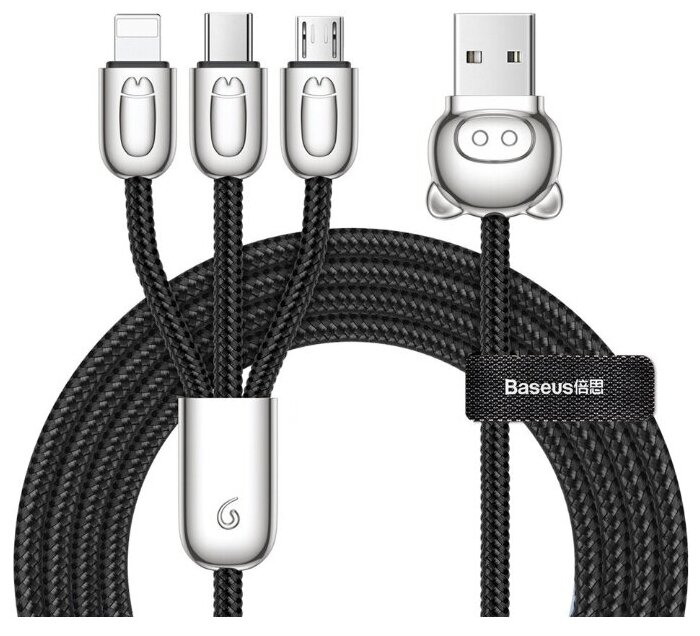 Кабель Baseus 3-in-1 USB Cable of Three Little Pigs USB For M+L+T (CAMLT-PG)