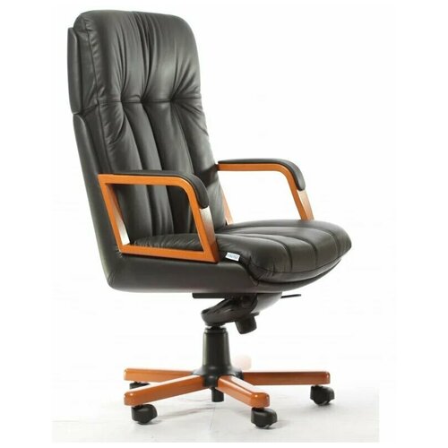 фото "офисное кресло рома п кожа дерево черный, темный орех" futura