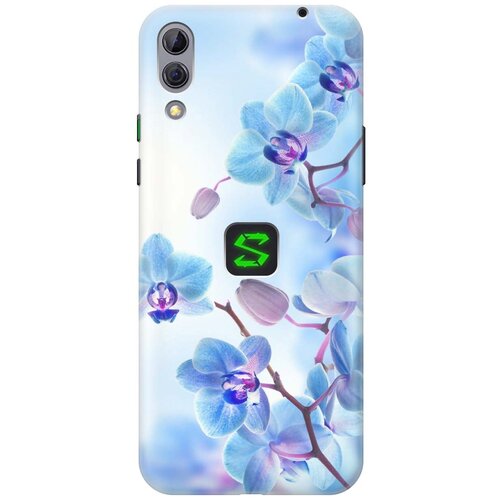 фото Cиликоновый чехол на xiaomi black shark 2 / сяоми блэк шарк 2 с принтом "голубые орхидеи" gosso