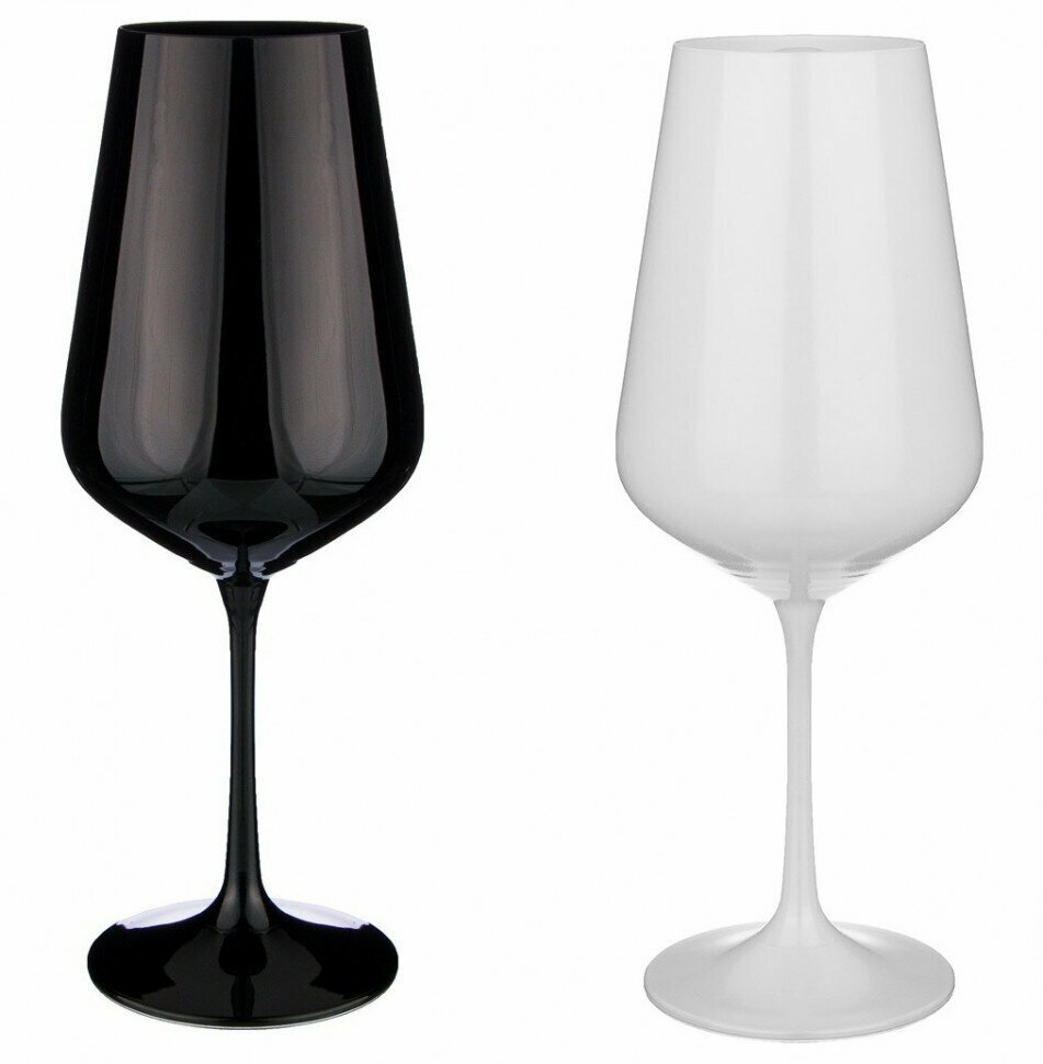 фото Бокалы для красного вина 450 мл 2 шт Crystalex CZ s.r.o. "Сандра /Чёрное и Белое" / 279123