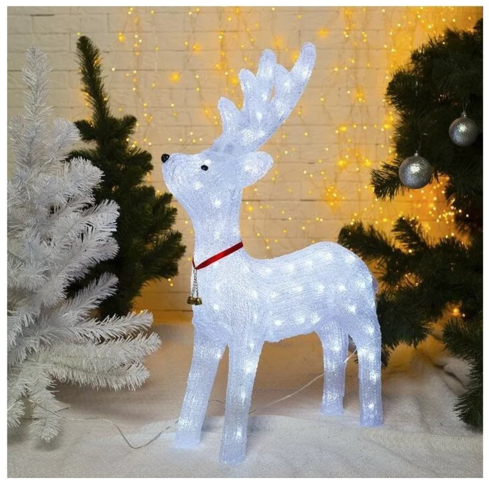 Светодиодный акриловый олень 22 см белый свет Светящаяся каркасная фигурка украшения под елку новогодний олень