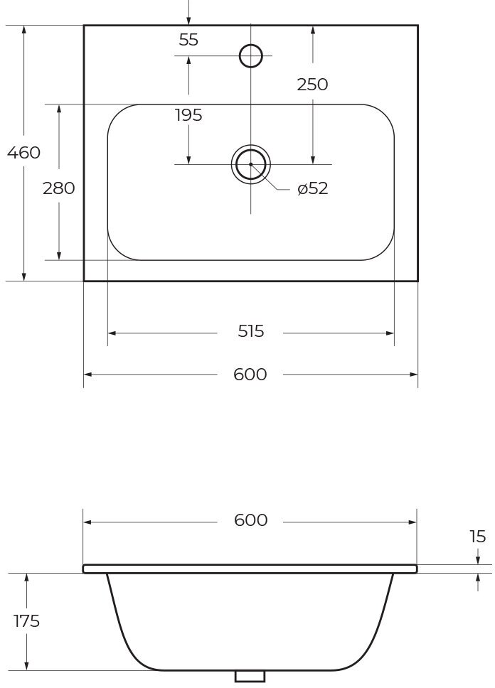 Керамическая раковина чаша в центре 60x46x1,5 CEZARES CZR-NAT-60-LVB - фотография № 6