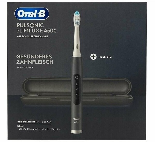 Электрическая зубная щетка Oral B Pulsonic Slim Luxe 4500 Matte Black с футляром и 2 сменными насадками - фотография № 10