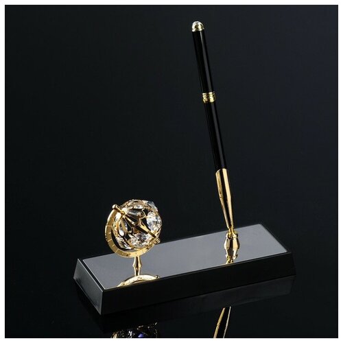 Ручка на подставке «Глобус», 16?6?20 см, с кристаллами