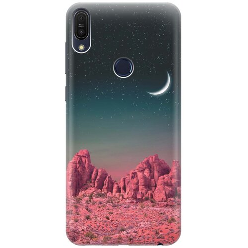 фото Cиликоновый чехол на asus zenfone max (m1) zb555kl / асус зенфон макс м1 с принтом "месяц над розовыми горами" gosso