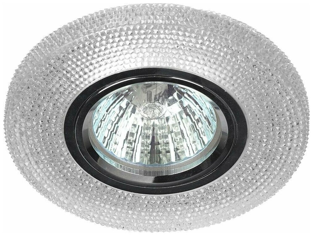 фото Точечный светильник ЭРА DK LD1 WH 50W GU5.3 MR16 со светодиодной подсветкой по контуру IP20 прозрачный