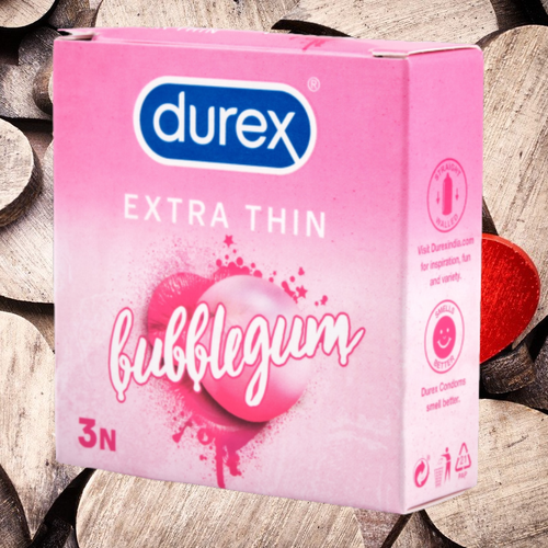 Durex Bubblegum Flavoured Condoms, презервативы со вкусом жевательной резинки, Индия,1 упаковка из 3 штук.