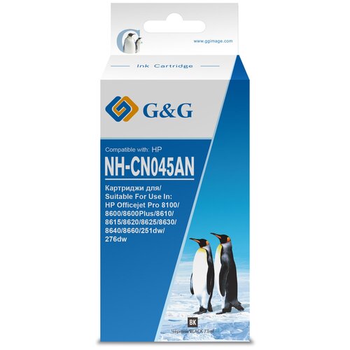 Картридж струйный G&G NH-CN045AN CN045AE черный (73мл) для HP DJ Pro 8100/8600 nh c8775he картридж струйный g