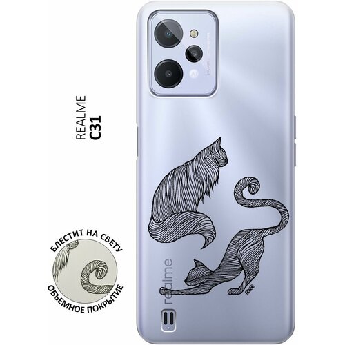 Силиконовый чехол на realme C31, Рилми С31 с 3D принтом Lazy Cats прозрачный силиконовый чехол на realme c31 рилми с31 с 3d принтом cats in love прозрачный